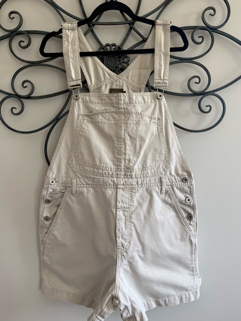 Vintage Calvin Klein Beige Short Overalls Cotton 90s Utility Shortalls L